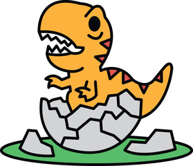 A cartoon drawing of a dinosaur with its mouth open