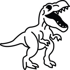 A cartoon drawing of a dinosaur with its mouth open