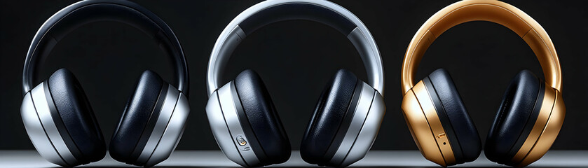 Stylish Over-Ear Headphones Product Photography: Premium Design, Three Color Variations