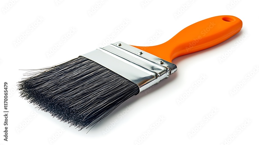 Poster a paintbrush with an orange handle designed for applying paint.