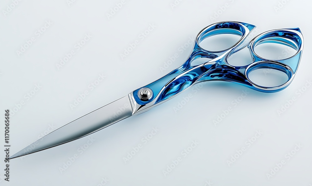 Poster a pair of elegant blue-handled scissors designed for precision cutting.