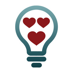 Light Bulb and Hearts Logo Vector Design.