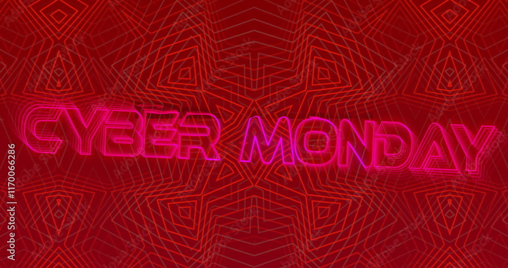 Poster image of cyber monday text over shapes on red background