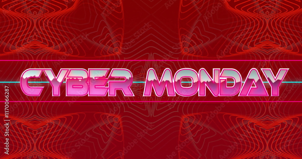 Poster image of cyber monday text over shapes on red background