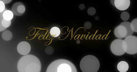 Image of lens flares over feliz navidad text against black background