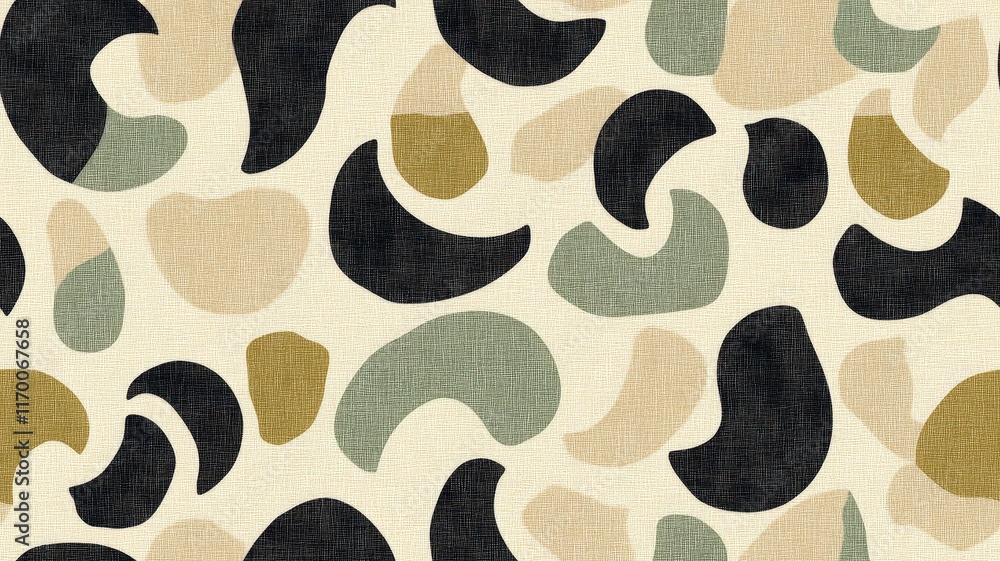 Aufkleber abstract camouflage pattern with organic shapes in earthy tones and neutral background for modern de
