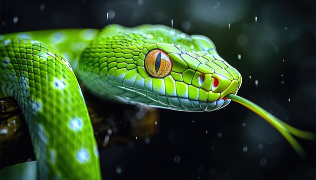 green snake on a tree