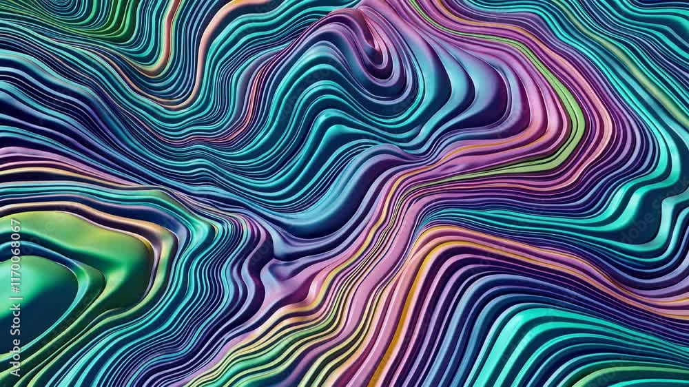 Poster colorful abstract wavy pattern in vibrant colors, fluid texture design. modern art and digital creat