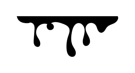 Realistic black paint drips isolated on a white background. The flowing black liquid. Dripping paint. Paint flows. Current paint, stains. Current drops. Vector illustration