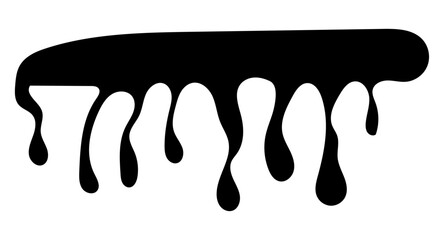 Realistic black paint drips isolated on a white background. The flowing black liquid. Dripping paint. Paint flows. Current paint, stains. Current drops. Vector illustration