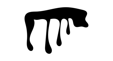 Realistic black paint drips isolated on a white background. The flowing black liquid. Dripping paint. Paint flows. Current paint, stains. Current drops. Vector illustration