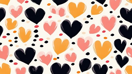 Fototapeta premium Colorful Heart Pattern on Light Background for Modern Design, Textile, Wallpaper, and Craft Projects