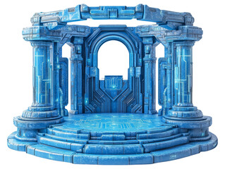 Fototapeta premium 3D Plasticine Podium with Circuit Motif in Isolated Setting