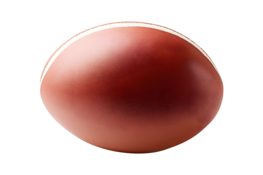 Old rugby ball brown isolated on cut out PNG or transparent background. Sport that originated from school. Rugby football Play on large stadium lawn. Rugby union is popular sport all over world. 