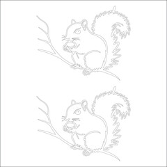 Simple outline drawing of a gray squirrel with a bushy tail, perfect for coloring, crafting, and educational use