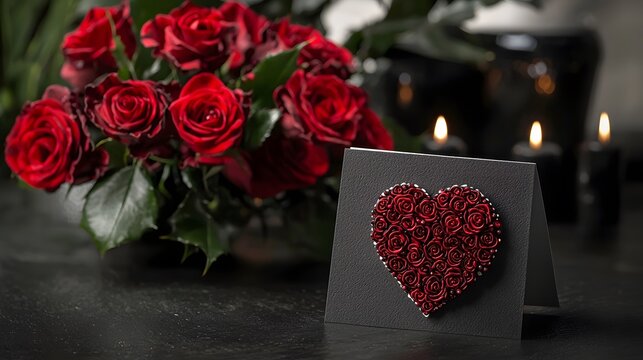 Red Rose Heart Sympathy Card Condolences Funeral Grief Love