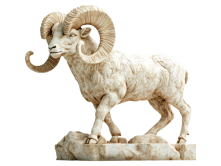 3D Aries Ram Symbol in March Setting Isolated on Transparent Background