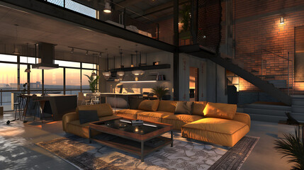 Fototapeta premium Modern Loft interior design