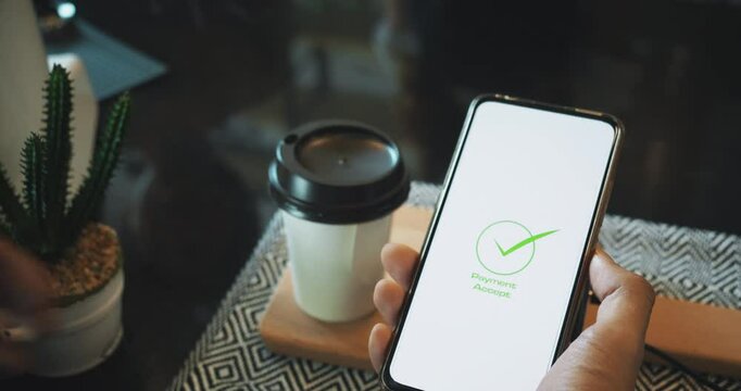 Customer using e-payment with mobile