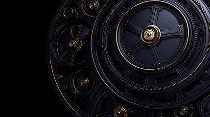 Fototapeta premium Abstract black and gold steampunk gear mechanism.
