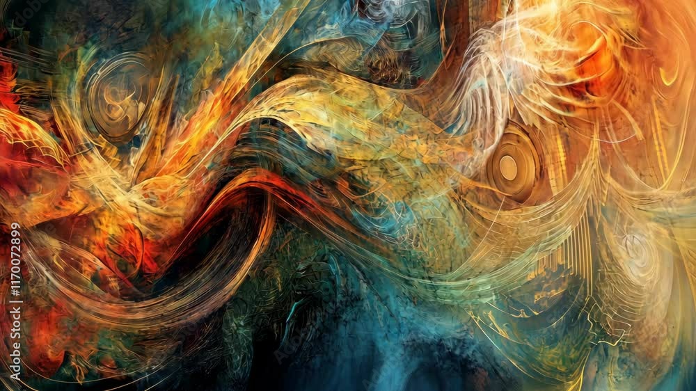 Poster vibrant abstract artwork showcasing swirling colors and dynamic patterns in a stunning composition
