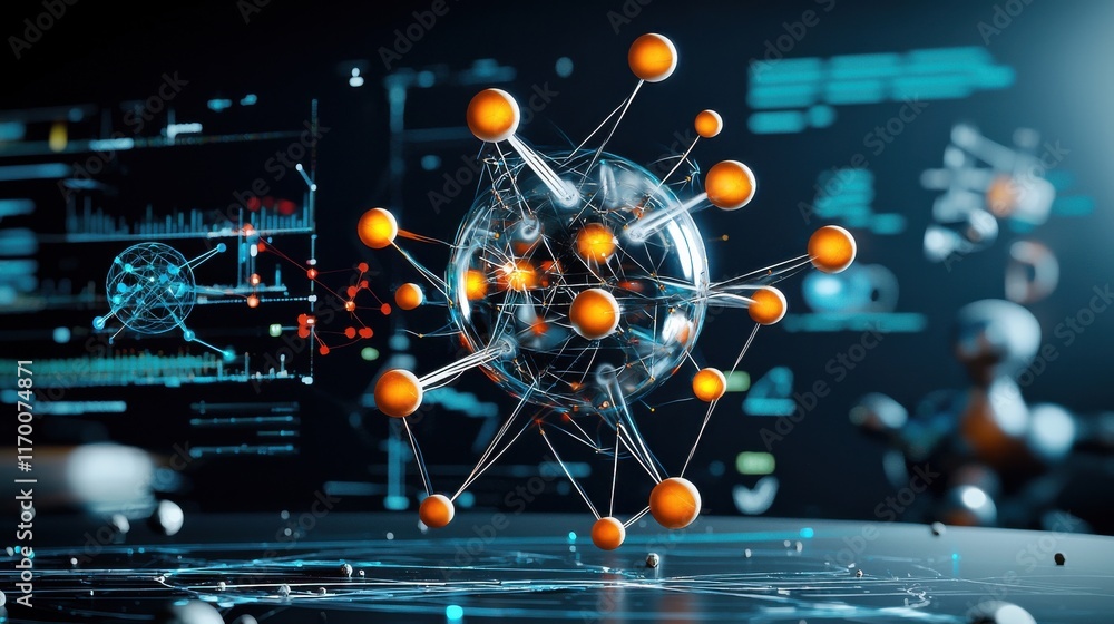 Aufkleber Visualizing abstract trivitino particle dynamics virtual laboratory 3d representation digital environment scientific perspective quantum concepts for enhanced understanding