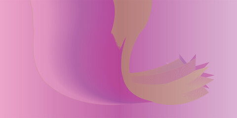 Abstract 3d illustration of pink sphere changing geometric shapes and curving in endless loop of lines with violet shadows against gradient background