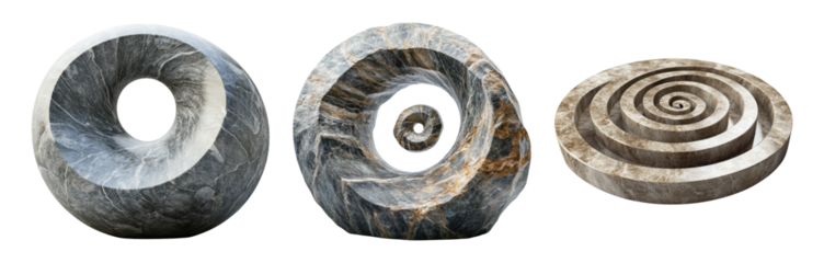 Abstract Stone Sculptures on Transparent Background for Collection