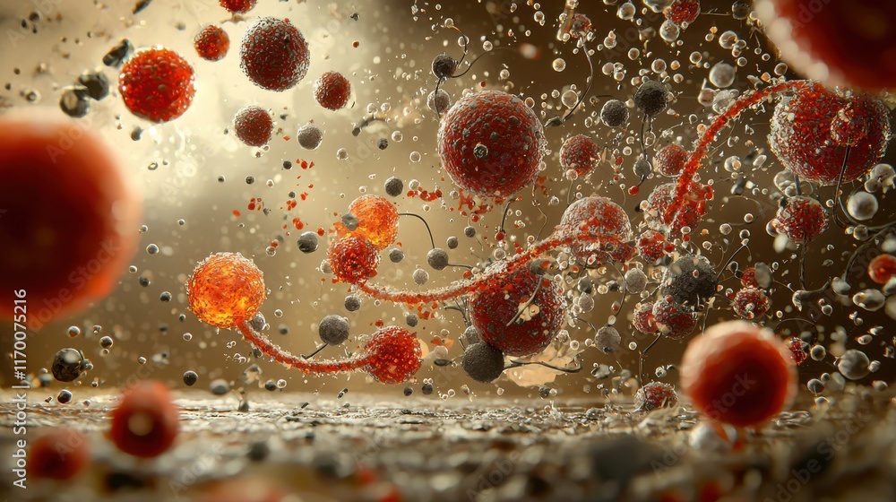 Poster Visualizing trivitino particles in a plasma standard a dynamic artistic creation in an abstract environment