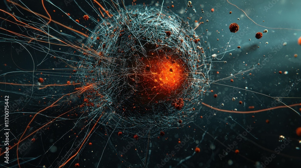 Aufkleber Exploring trivitino particles in cosmic realms a conceptual image of quantum interactions in a galactic environment