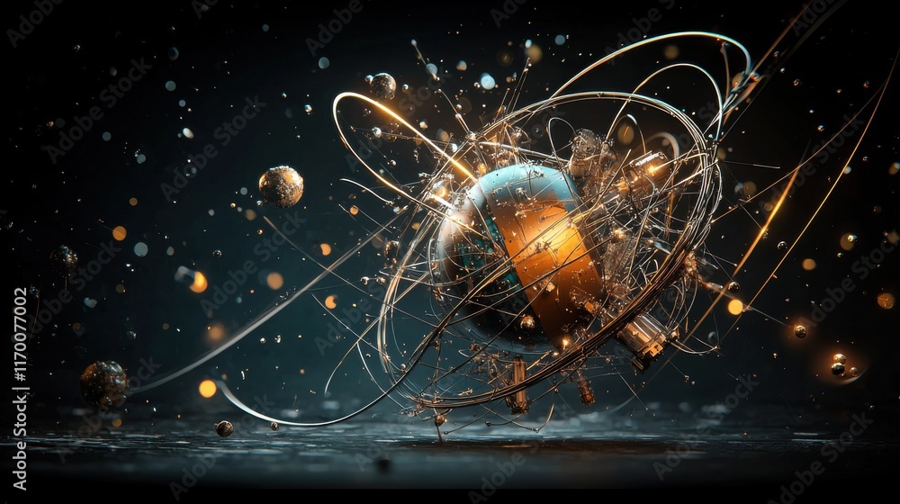 Aufkleber Exploring subatomic trivitino particle interactions quantum physics laboratory research paper high-energy environment scientific perspective advanced particle dynamics