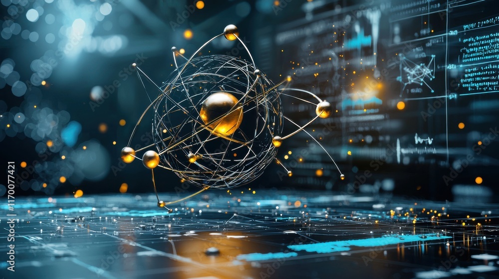 Aufkleber Visualizing the trivitino particle in subatomic standard structures quantum research lab scientific illustration high-tech environment analytical viewpoint