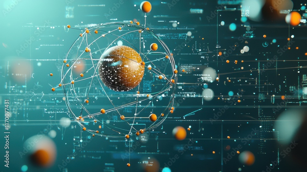 Leinwandbilder Illustrating the trivitino particle in subatomic standard framework a visual exploration of quantum mechanics in a digital environment