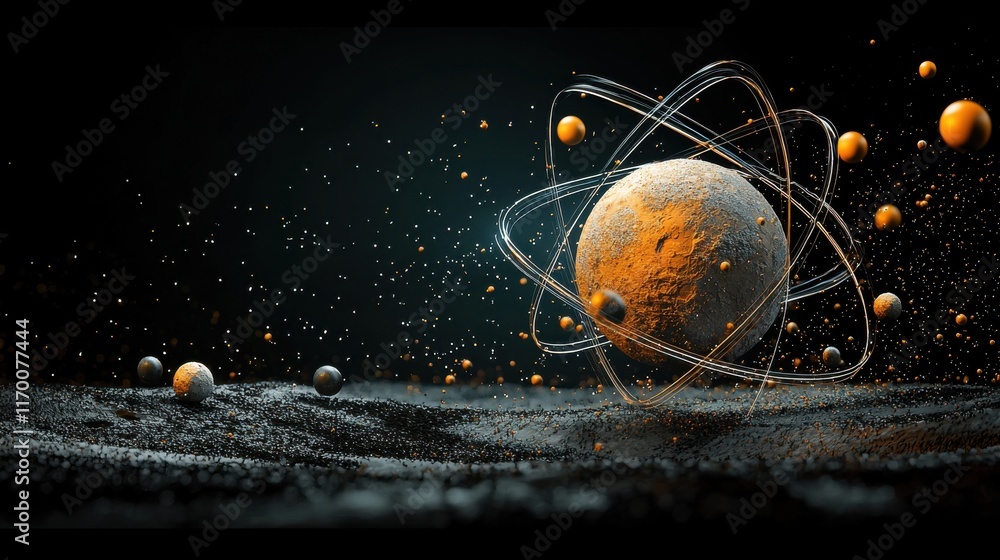 Aufkleber Exploring the trivitino particle a subatomic standard in quantum physics laboratory scientific illustration dark environment conceptual understanding