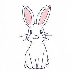 Adorable Hand-Drawn Illustration: Cheerful Bunny Sitting Calmly on White. AI Generated