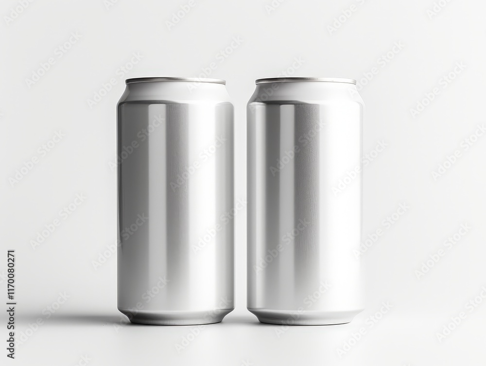 Poster two isolated empty soda cans on a minimalistic background perfect for product mockups and advertisin
