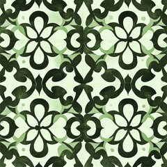 a wallpaper with a  vintage flower pattern in green