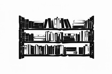 Enigmatic silhouette in a simple depiction of a library bookshelf