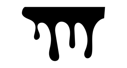 Drip paint 3D Ink stain. Drop melt liquid isolated on transparent background. Splash of chocolate, oil, blood. Black graffiti. Splatter syrup, candy sauce, caramel. Vector illustration