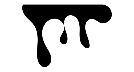 Drip paint 3D Ink stain. Drop melt liquid isolated on transparent background. Splash of chocolate, oil, blood. Black graffiti. Splatter syrup, candy sauce, caramel. Vector illustration