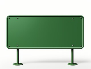 Obraz premium Blank green road sign on white background, suitable for various applications in design, marketing, and informational purposes including customization