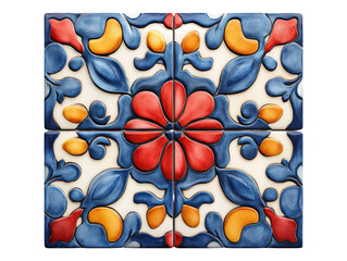 Traditional Ceramic Tile Design Isolated on Transparent Background