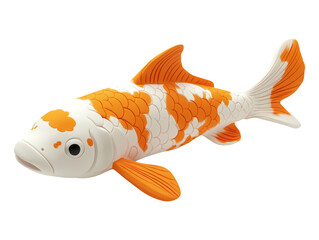 Colorful 3D Plasticine Fish Design in Orange and White Colors