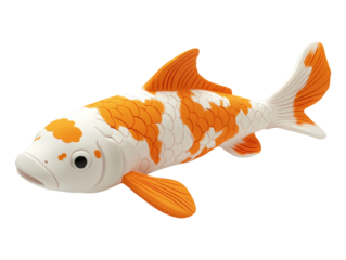 Colorful 3D Plasticine Fish Design in Orange and White Colors
