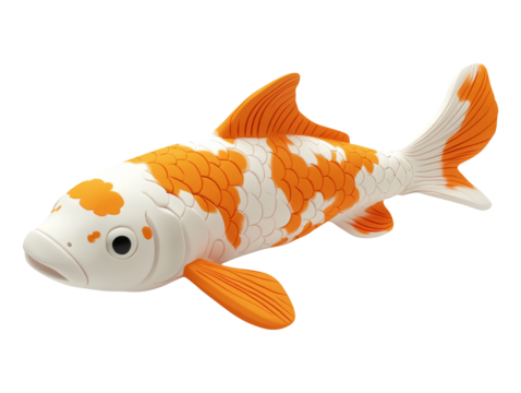 Colorful 3D Plasticine Fish Design in Orange and White Colors