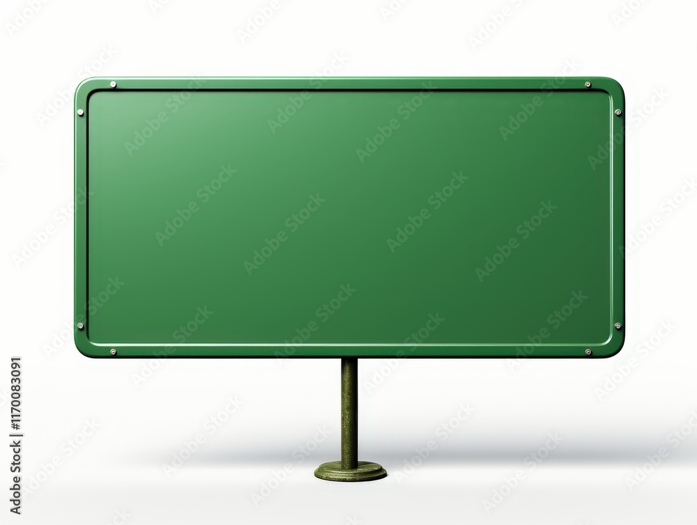 Aufkleber empty green blank sign on a metal post with a simple design ready for custom messages and creative a