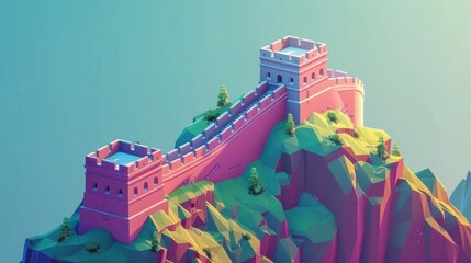 The Great Wall of China, vibrant colors
