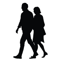 Silhouette of Lovers Couple Walking in Romantic Setting - Perfect for Love and Intimacy Themes