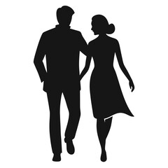 Silhouette of Lovers Couple Walking in Romantic Setting - Perfect for Love and Intimacy Themes