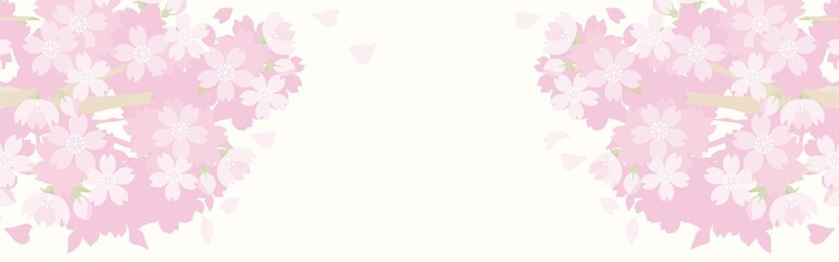 バナー　春　さくら　桜　サクラ　花　フレーム　背景　コピースペース　イラスト素材